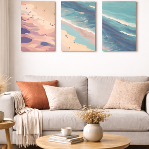 Tríptico Moderno Playa Relajante Decorativo 30x42.5